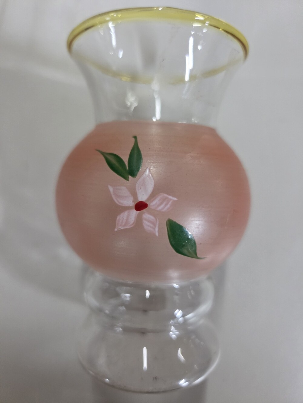 Vintage Bartlett Collins Pink Satin Bud Vase Hand Painted Floral Gold Trim 4”
